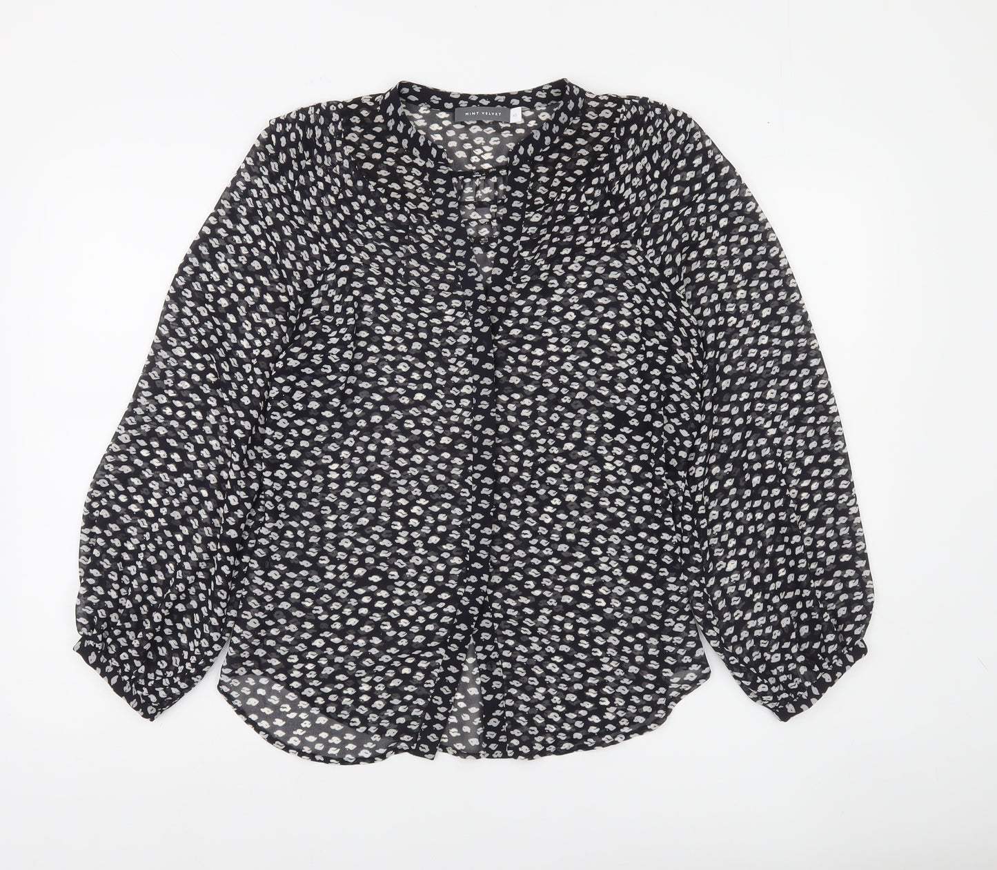 Mint Velvet Women’s Black Animal Print Tunic Blouse XS