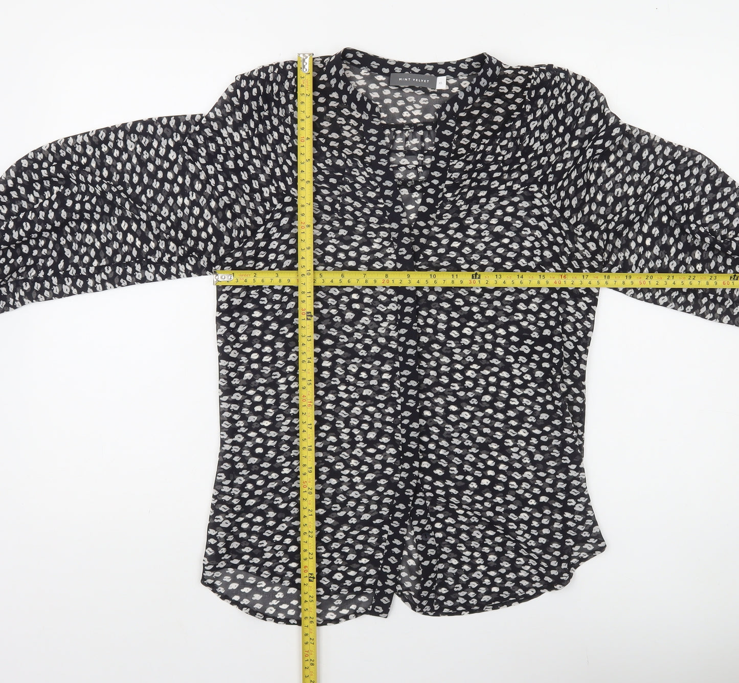Mint Velvet Women’s Black Animal Print Tunic Blouse XS