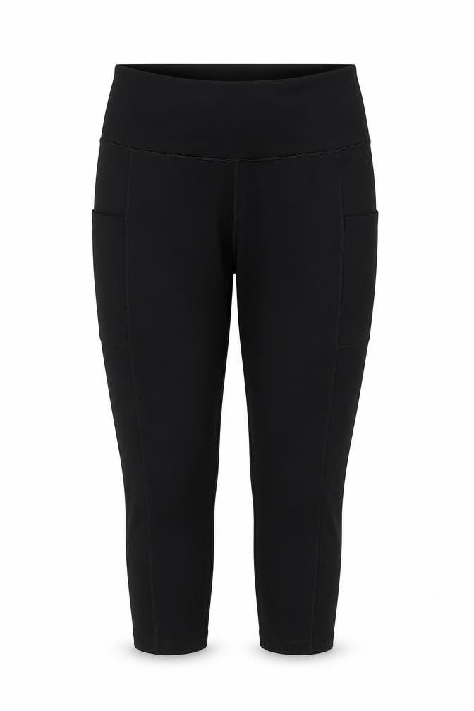 Front view of Iuga women’s black 2xl yoga leggings with pockets
