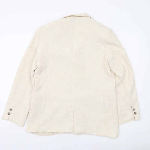 Primark Women Ivory Linen Blend Double-Breasted Blazer UK 12