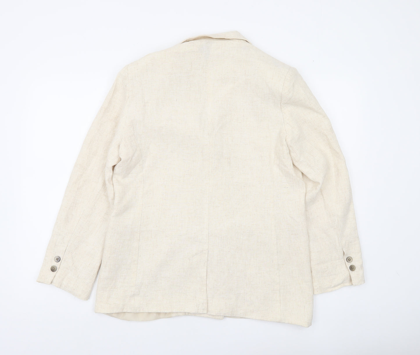 Primark Women Ivory Linen Blend Double-Breasted Blazer UK 12