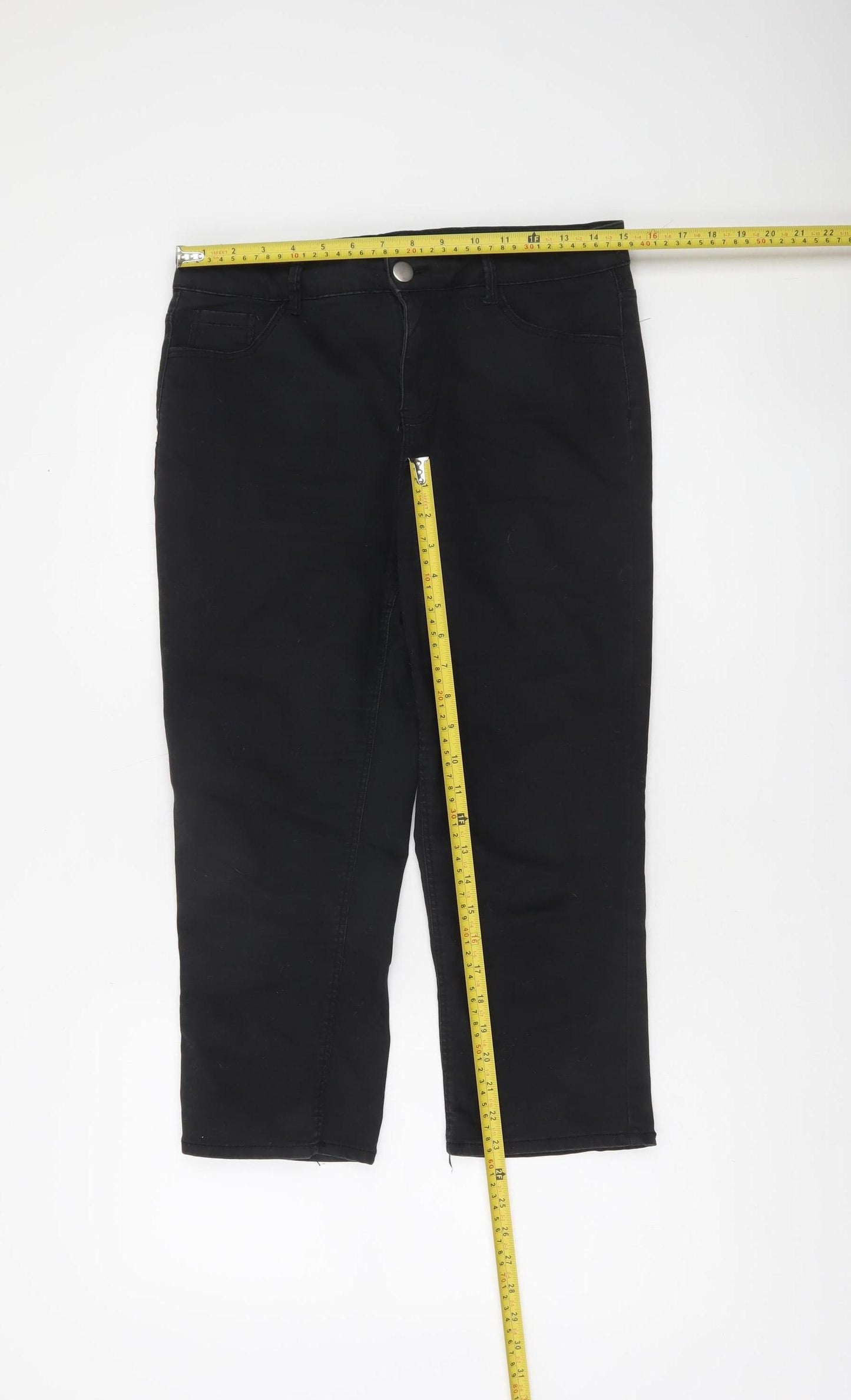 Dunnes Women’s Black Size 12 Slim Jegging Trousers Cotton Blend