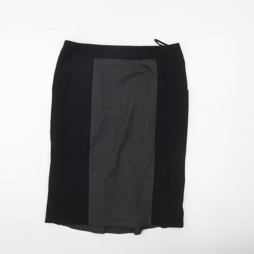 South Womens Black Grey Pencil Skirt UK 12 Workwear Business Lined