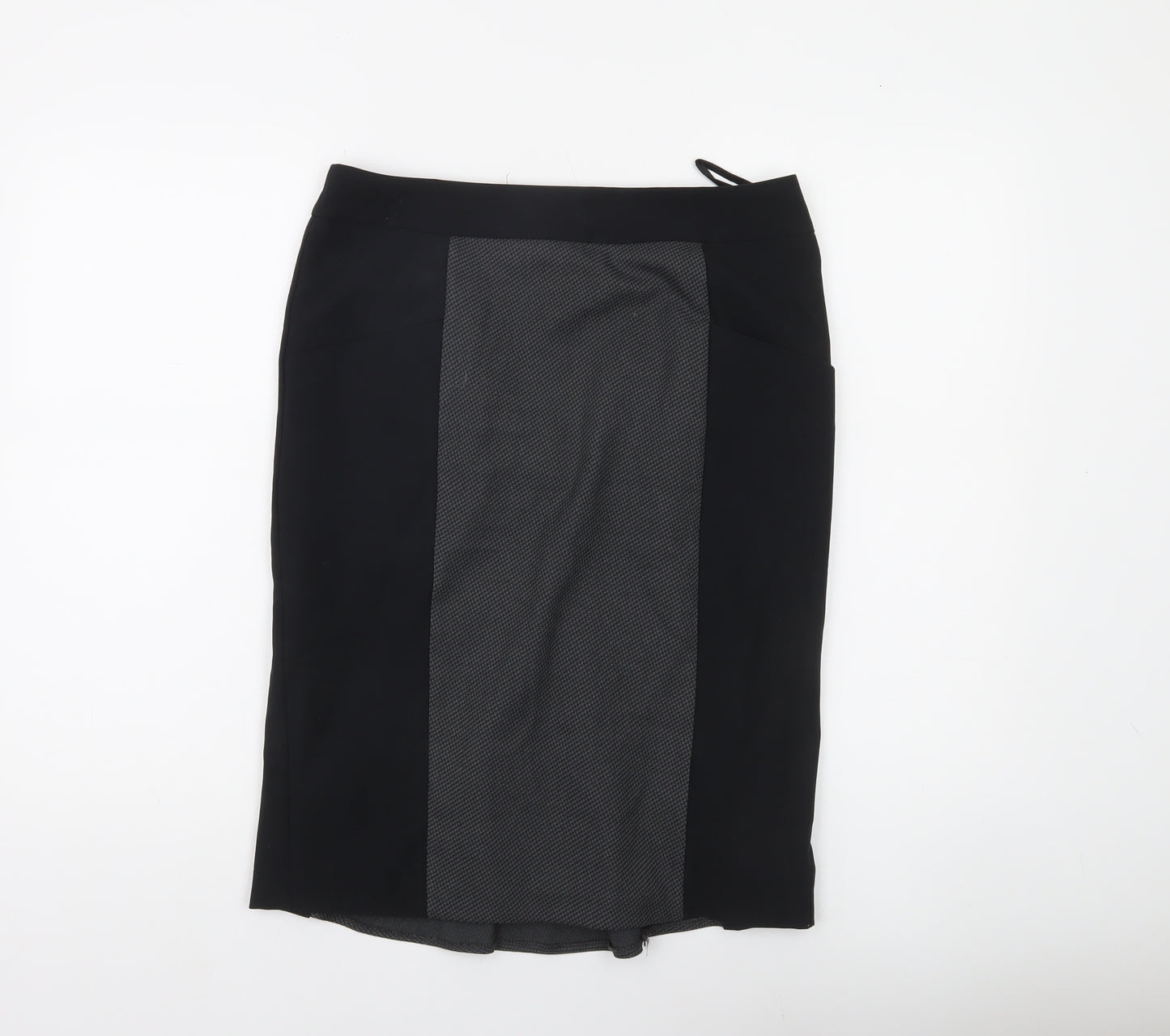 South Womens Black Grey Pencil Skirt UK 12 Workwear Business Lined