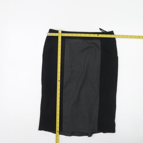 South Womens Black Grey Pencil Skirt UK 12 Workwear Business Lined