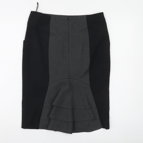 South Womens Black Grey Pencil Skirt UK 12 Workwear Business Lined