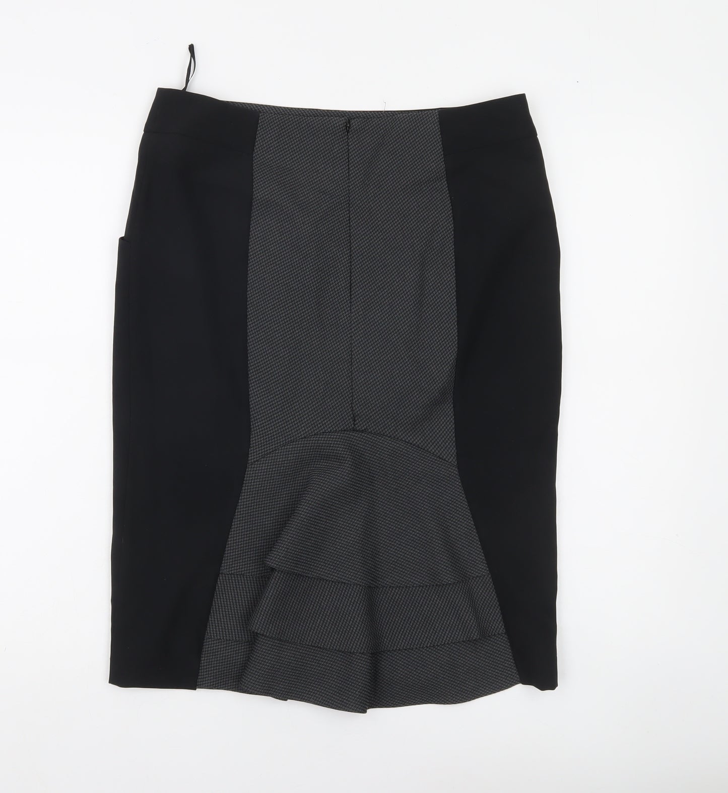 South Womens Black Grey Pencil Skirt UK 12 Workwear Business Lined