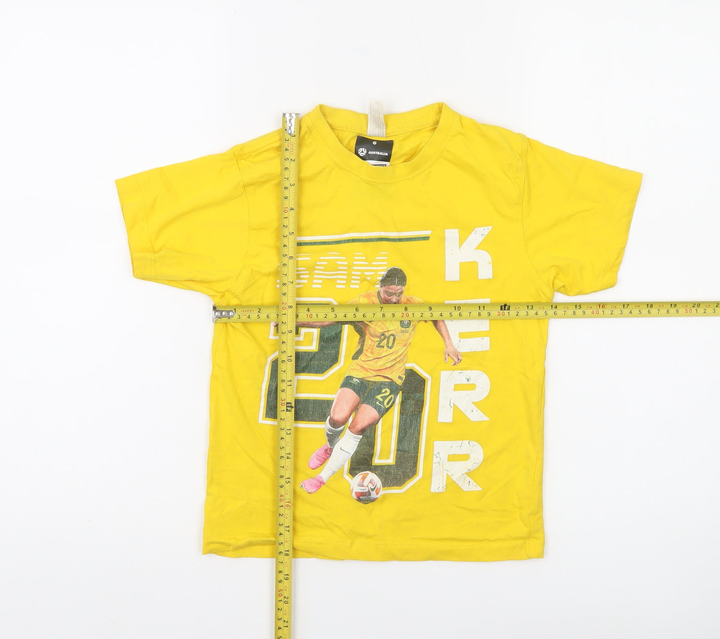 Football Australia Boys Yellow Sam Kerr Graphic T-Shirt 6 Years