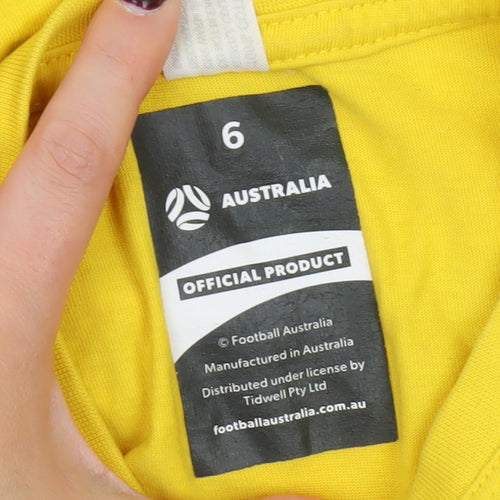 Football Australia Boys Yellow Sam Kerr Graphic T-Shirt 6 Years