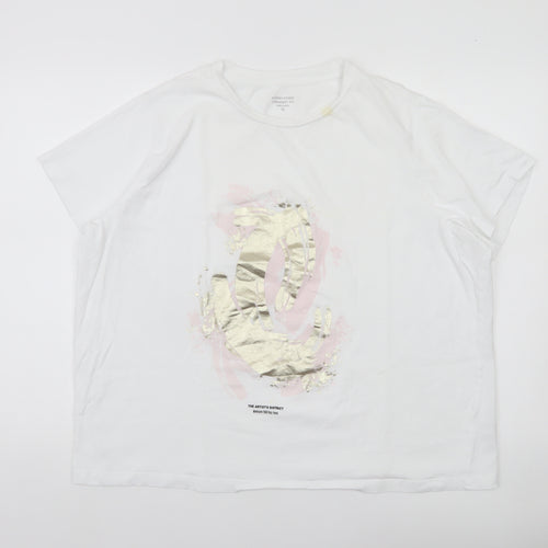 Dunnes Stores Womens White XL Cotton Graphic T-Shirt Short Sleeve
