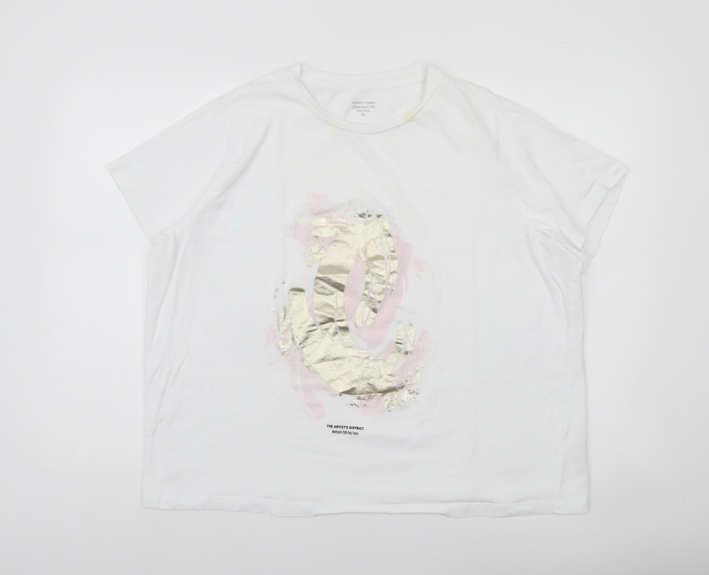Dunnes Stores Womens White XL Cotton Graphic T-Shirt Short Sleeve