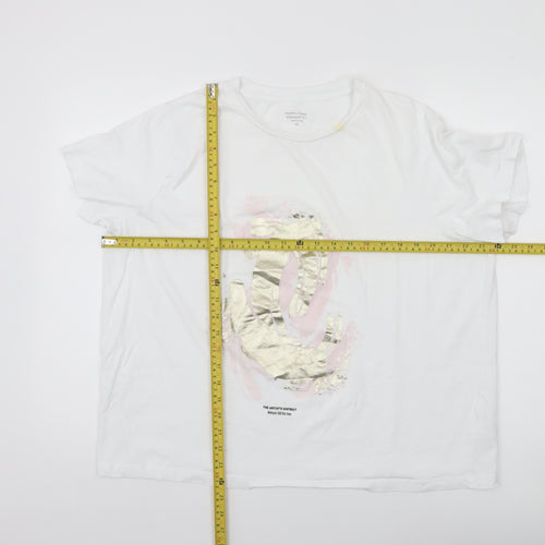Dunnes Stores Womens White XL Cotton Graphic T-Shirt Short Sleeve