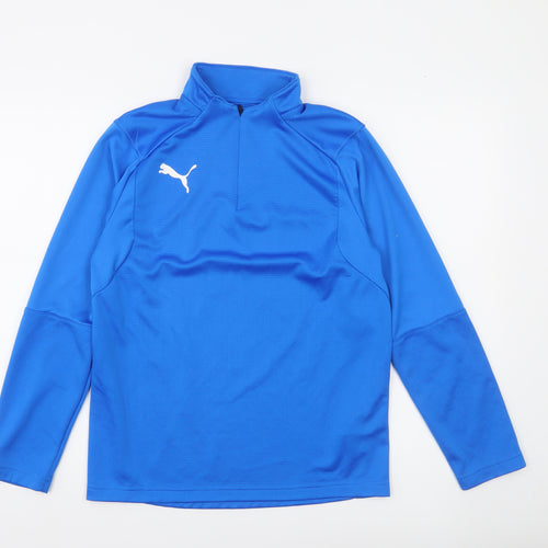 Puma Boys Blue 13-14Y Long Sleeve 1/4 Zip Sports Top