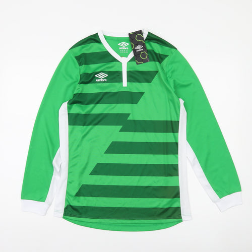 Umbro Boys Green Football Jersey Long Sleeve Sports Top 13 Years