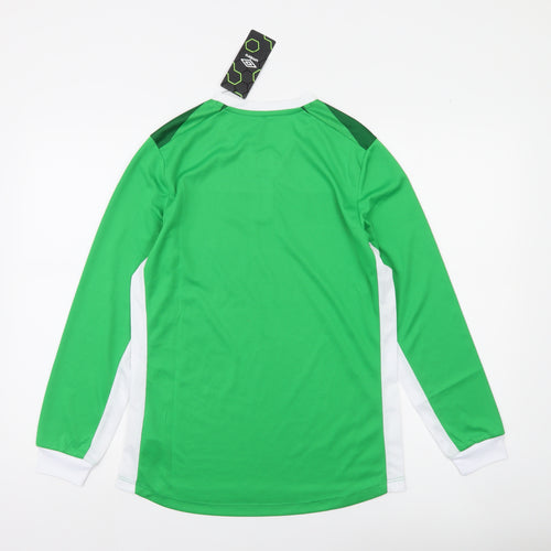Umbro Boys Green Football Jersey Long Sleeve Sports Top 13 Years
