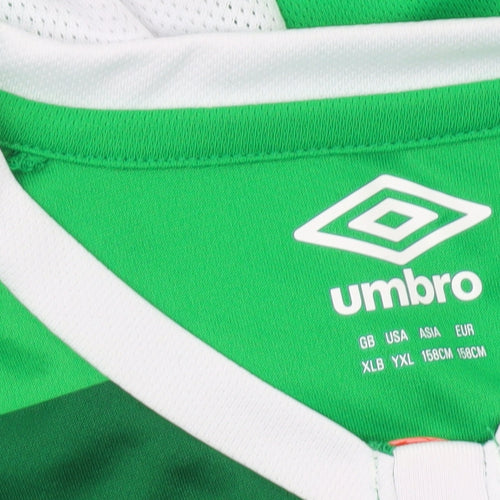 Umbro Boys Green Football Jersey Long Sleeve Sports Top 13 Years