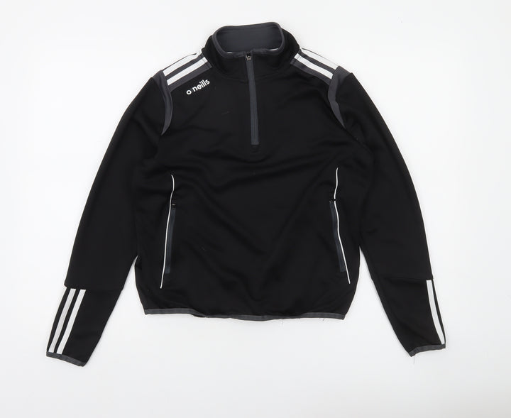 O Neills Boys Black 1/4 Zip Sports Sweatshirt Age 13 Regular Fit