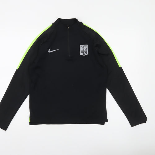 Nike Boys Black 12-13 Years Football Training Top Dri-Fit Long Sleeve