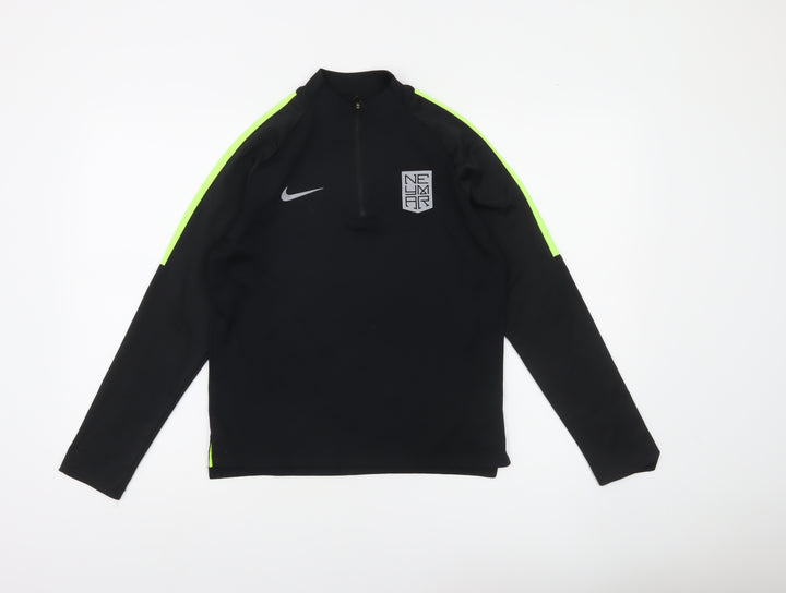Nike Boys Black 12-13 Years Football Training Top Dri-Fit Long Sleeve