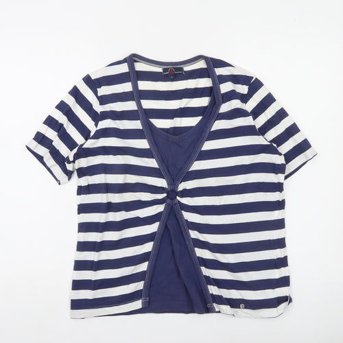 Paco Marine Womens Blue Striped Nautical Cotton T-Shirt L