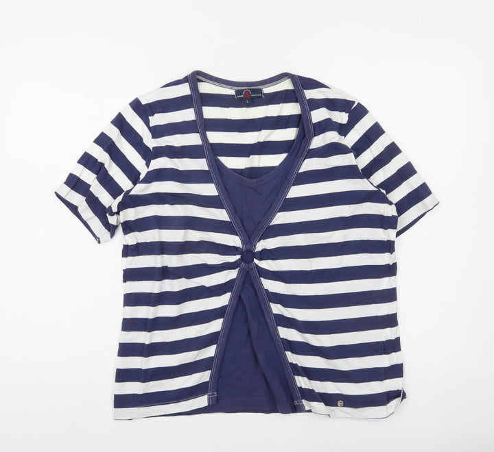 Paco Marine Womens Blue Striped Nautical Cotton T-Shirt L