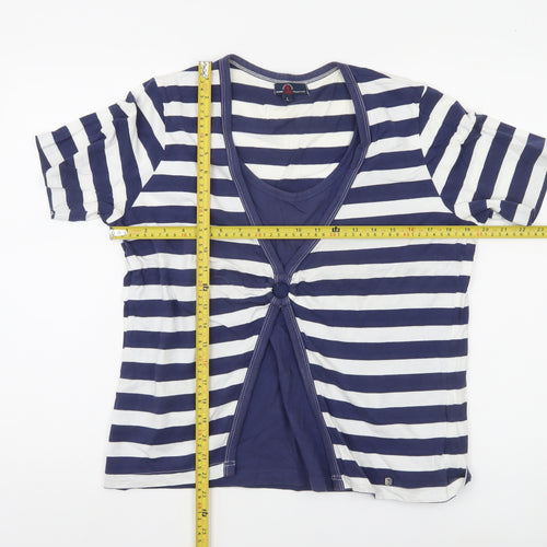 Paco Marine Womens Blue Striped Nautical Cotton T-Shirt L