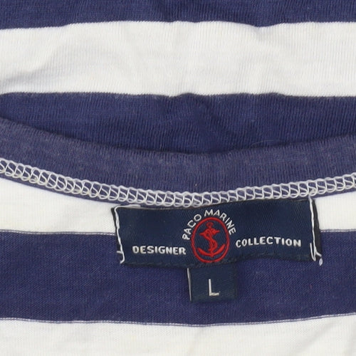 Paco Marine Womens Blue Striped Nautical Cotton T-Shirt L