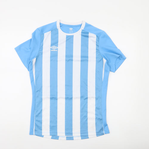 Umbro Boys Blue Striped Football Jersey T-Shirt 14 Years