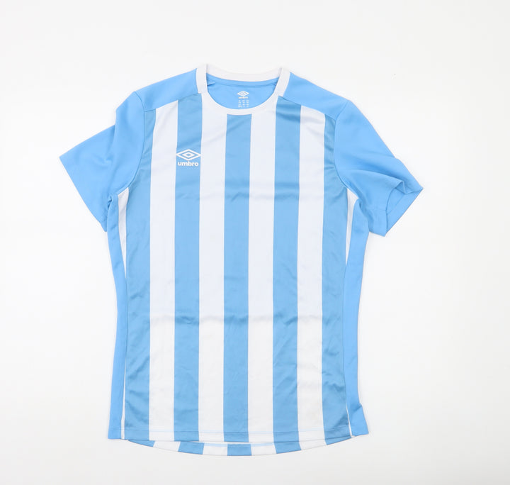 Umbro Boys Blue Striped Football Jersey T-Shirt 14 Years