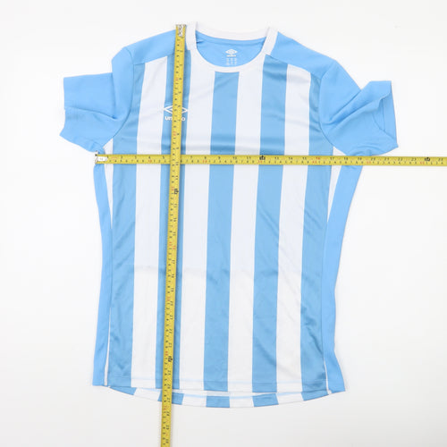 Umbro Boys Blue Striped Football Jersey T-Shirt 14 Years