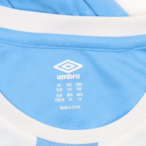 Umbro Boys Blue Striped Football Jersey T-Shirt 14 Years