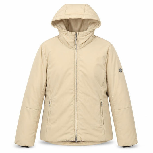 Front view of Post Card women’s beige, size UK 12, hooded puffer jacket winter coat