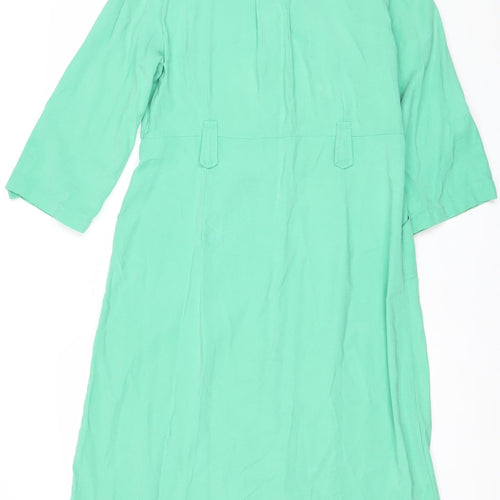 Next Women Green Long Coat Size 14 Overcoat Button Pockets