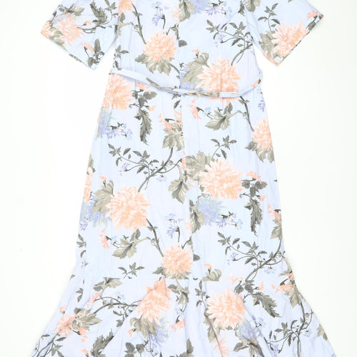 H&M Women’s Multicoloured Floral Wrap Dress Size 8 Midi Cotton