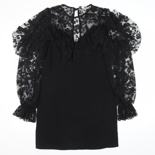 Topshop Women’s Black Lace Sheath Dress Size 16 Knee Length Party