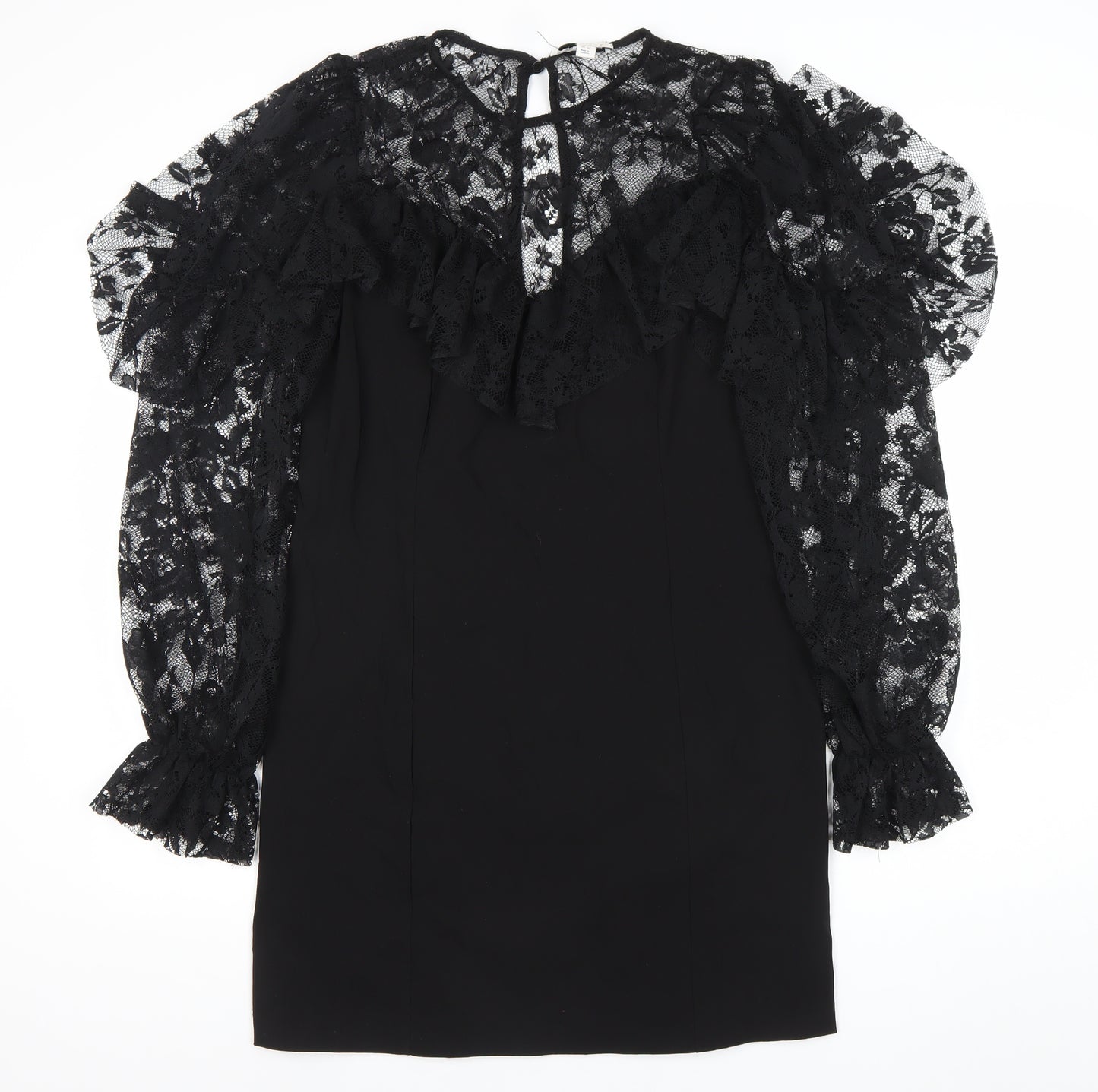 Topshop Women’s Black Lace Sheath Dress Size 16 Knee Length Party