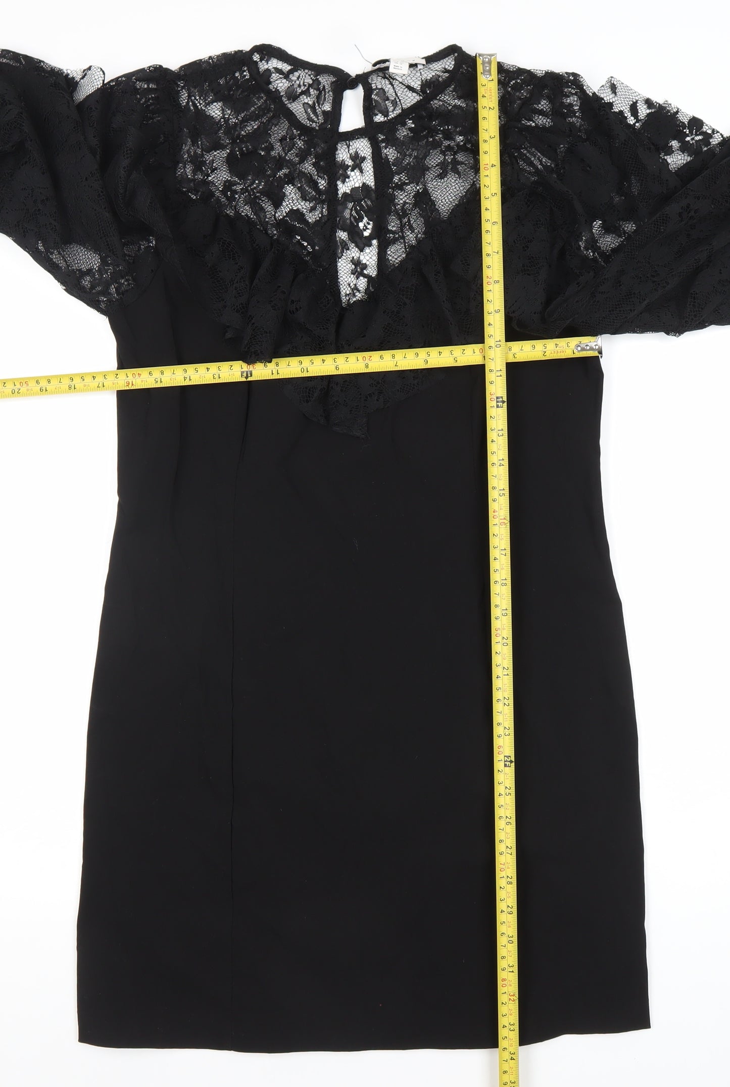 Topshop Women’s Black Lace Sheath Dress Size 16 Knee Length Party