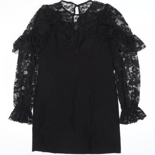 Topshop Women’s Black Lace Sheath Dress Size 16 Knee Length Party