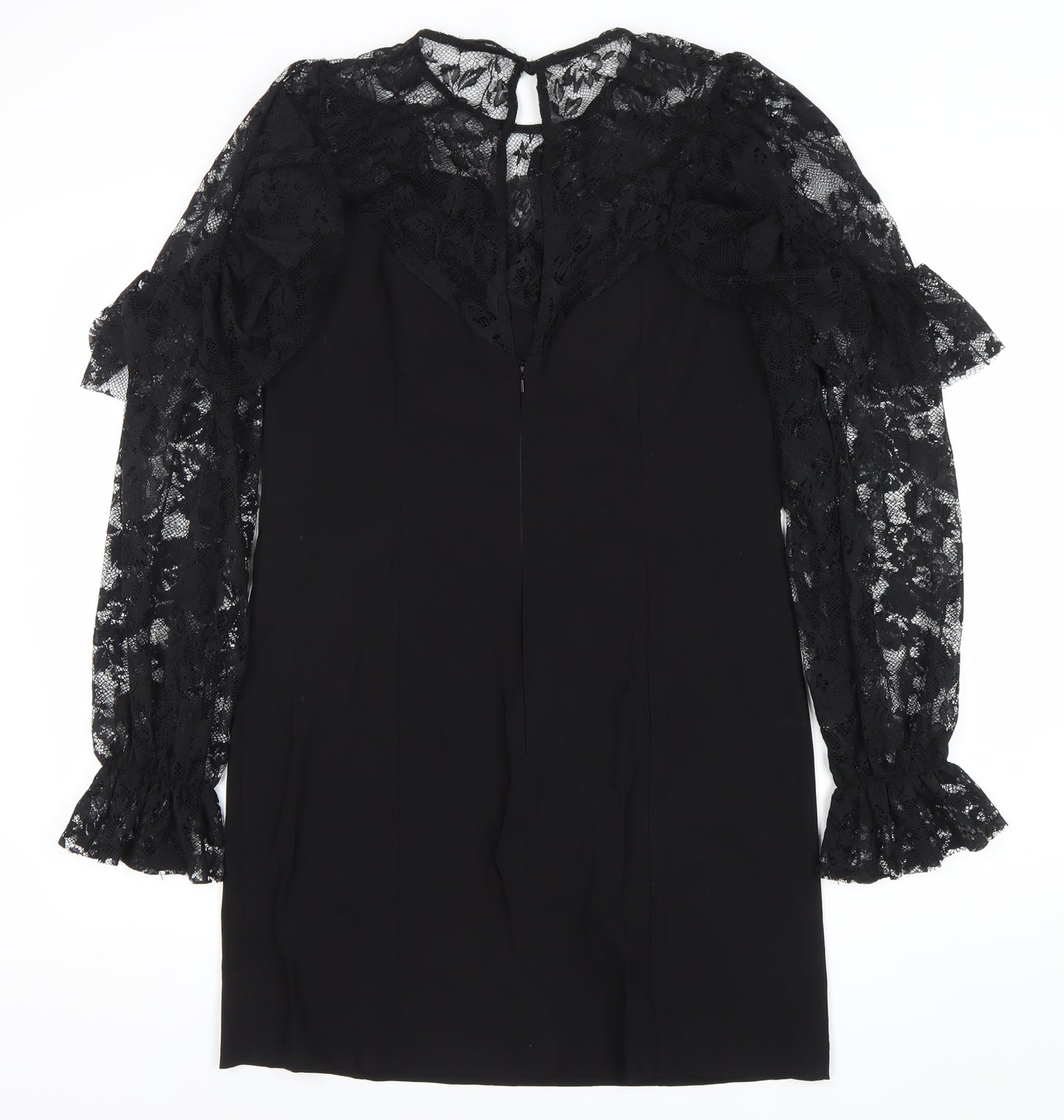Topshop Women’s Black Lace Sheath Dress Size 16 Knee Length Party