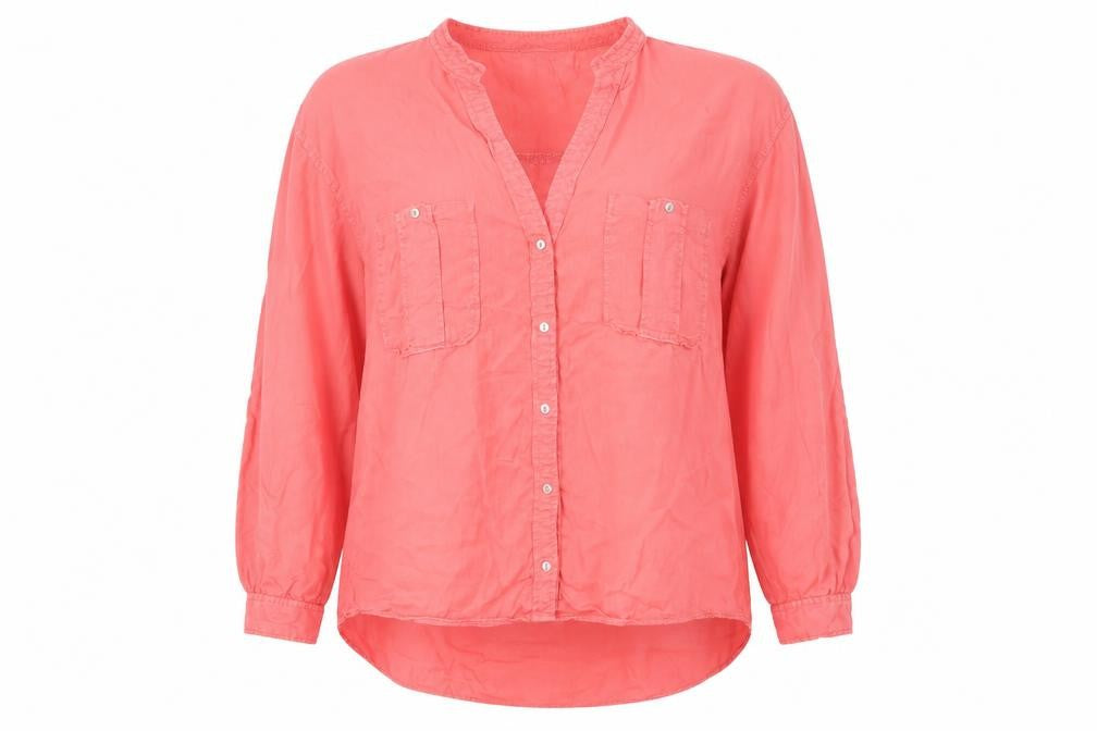 Zara Women Pink Button-Up Long Sleeve Shirt M 100% Lyocell
