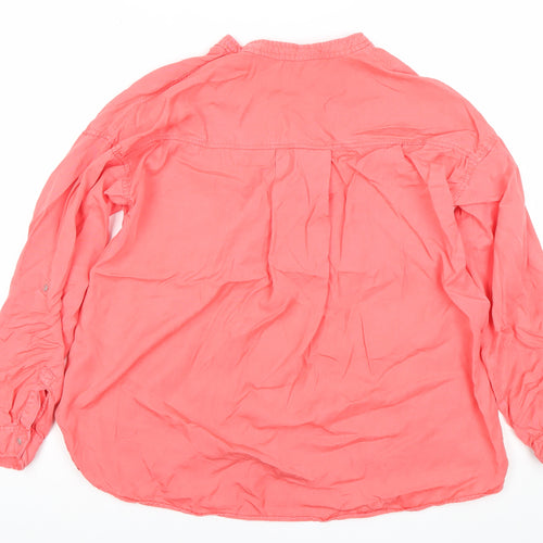 Zara Women Pink Button-Up Long Sleeve Shirt M 100% Lyocell