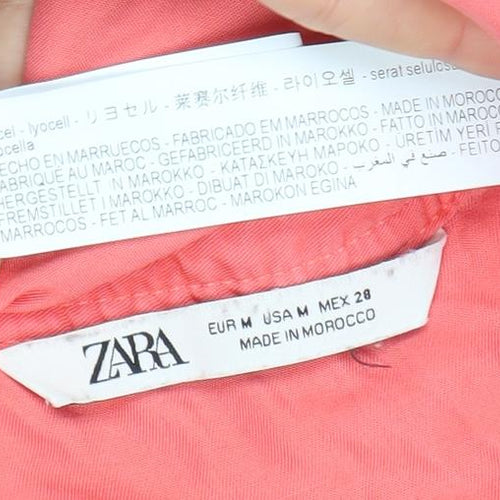 Zara Women Pink Button-Up Long Sleeve Shirt M 100% Lyocell