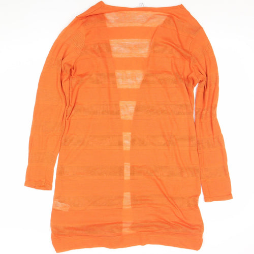 Next Women’s Orange Open Knit Cardigan Size 12 V-Neck Long Sleeve