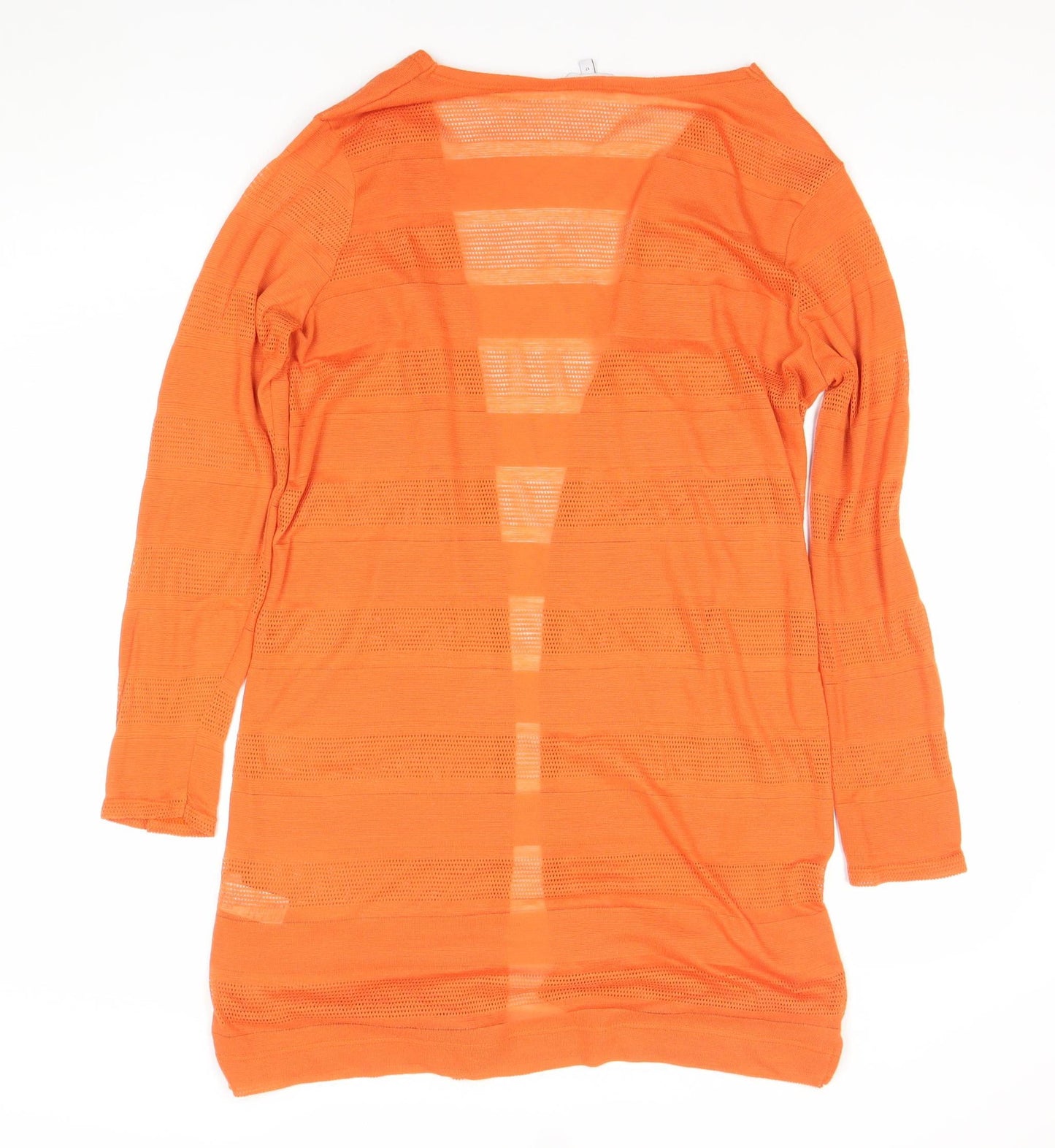 Next Women’s Orange Open Knit Cardigan Size 12 V-Neck Long Sleeve