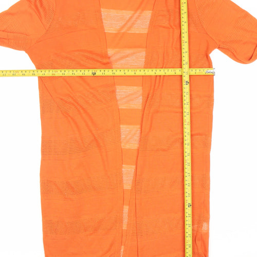 Next Women’s Orange Open Knit Cardigan Size 12 V-Neck Long Sleeve