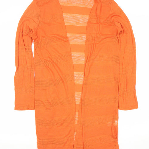 Next Women’s Orange Open Knit Cardigan Size 12 V-Neck Long Sleeve