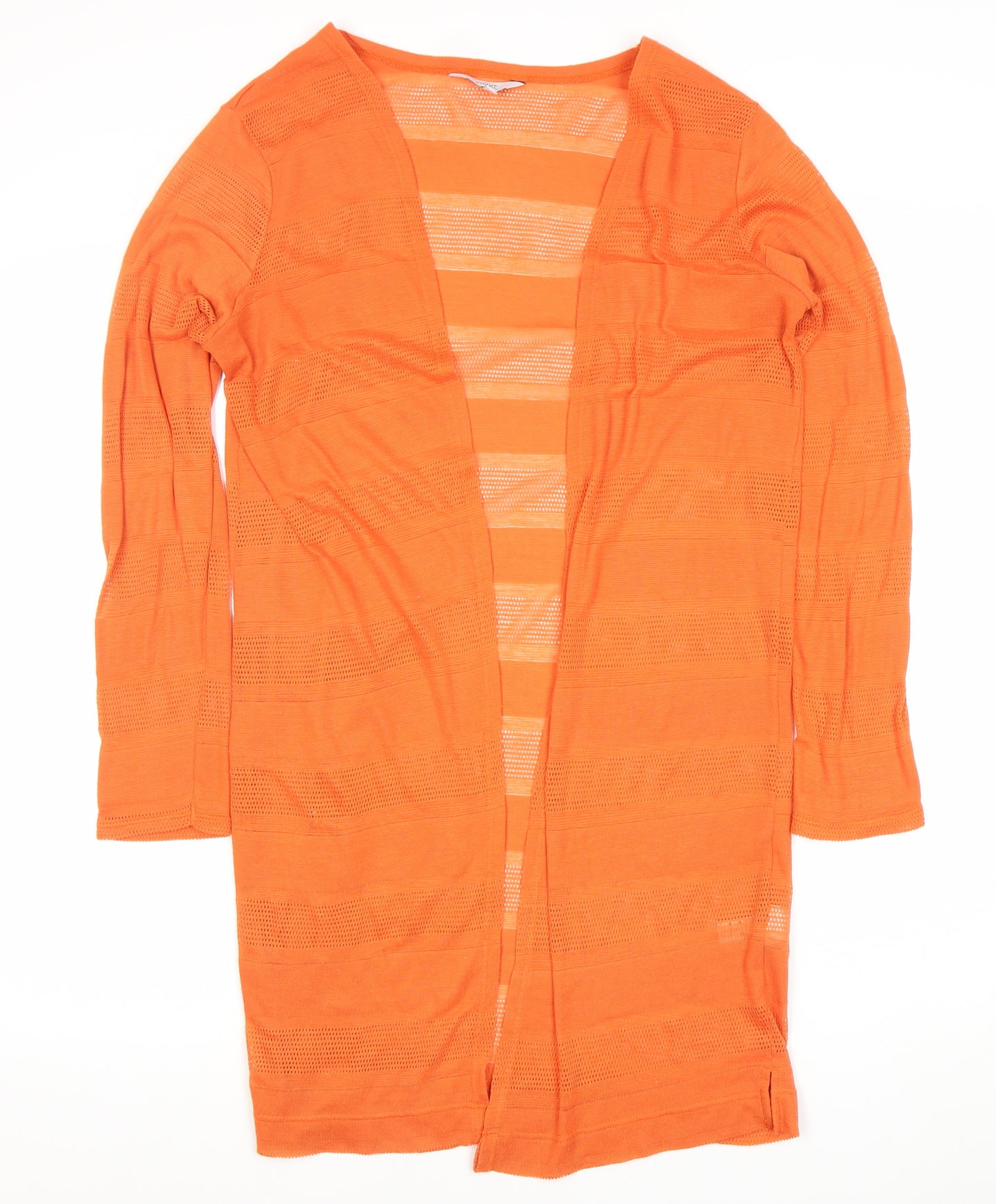 Next Women’s Orange Open Knit Cardigan Size 12 V-Neck Long Sleeve