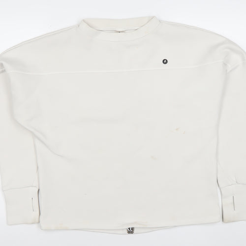 Powercut Women White Cotton Blend Sweatshirt UK 10-12