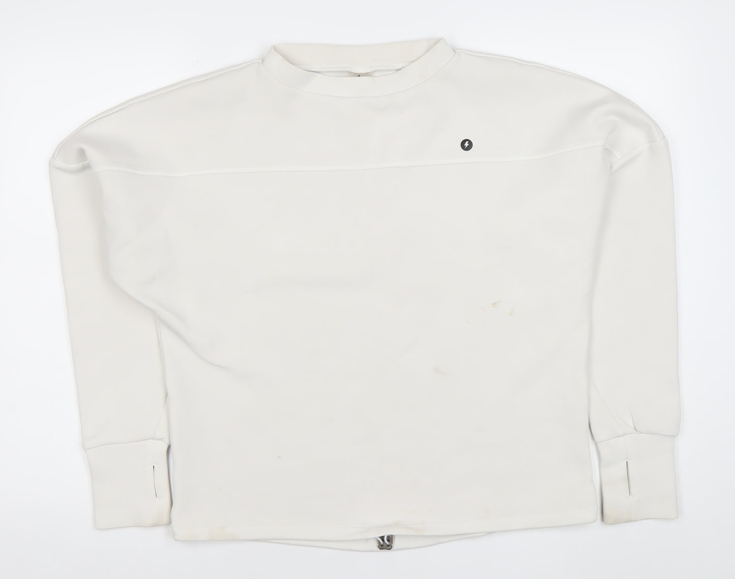 Powercut Women White Cotton Blend Sweatshirt UK 10-12