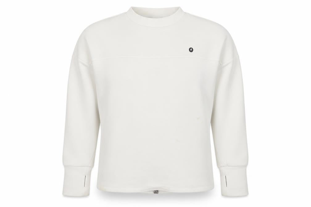 Front view of Powercut Women White Cotton Blend Sweatshirt UK 10-12